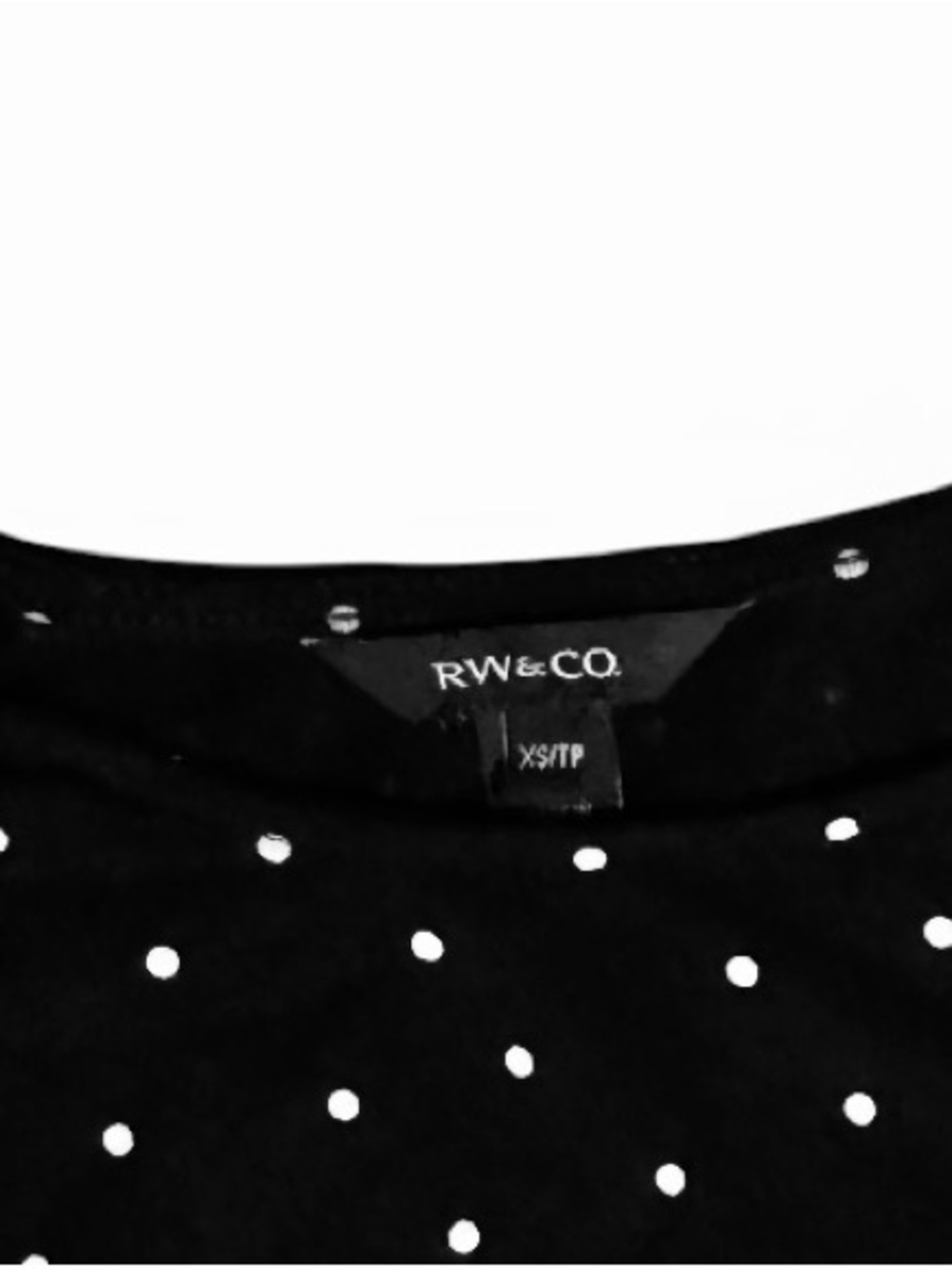 2/$25 RW&CO. Black & White Polka Dot Puff Sleeve Top - Picture 4 of 5